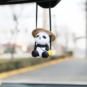 Amb0007-zu Amioro Cute Swinging Panda Car Rearview Mirror Hanging Ornament