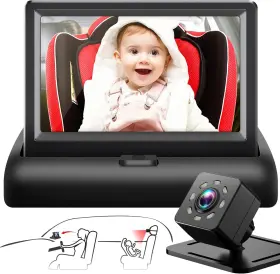 Yb-403ca Brand Shynerk Baby Car Mirror With 4.3ftft Hd Night Vision Function Display Safety Black