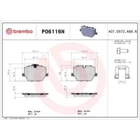 Brembo Oe P06116n Rear Ceramic Brake Pads For Bmw M340i Z4 Toyota Gr Supra