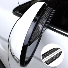 Couslcd 753584399007 2pcs Rearview Mirror Rain Visor Guard Carbon 2.3 0.7 0.1in Black