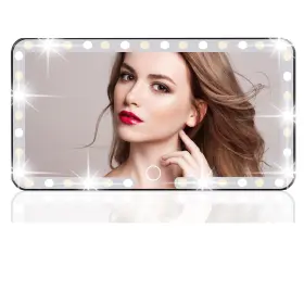 Deluxsa 713424540419 Car Sun Visor Vanity Mirror With 60 Leds 3 Light Modes Rechargeable