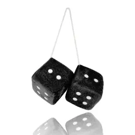 Sf-at001bk Eluckya 2.75 Inch Black Fuzzy Plush Dice For Car Rearview Mirror Vintage 80s Style