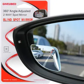 Giveubed 692964444381 Upgrade Hd Glass Wide Angle Blind Spot Mirror Frameless 360 Fan Black