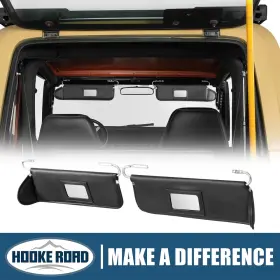 Mmr.10079 Hooke Road Sunvisors Replacement Sun Visor Set With Mirror For Jeep Wrangler Yj 1987-1995