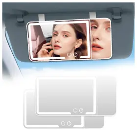 Chzj-01 Humbest Car Sun Visor Mirror With Led Lights Dimmable Touch Screen 2pack