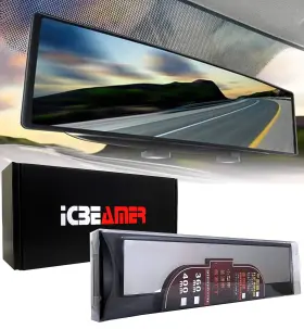 400mm-fw-ama-p1 Icbeamer 15.8 Inch Clip On Rear View Mirror Wide Angle Anti Glare Universal Fit