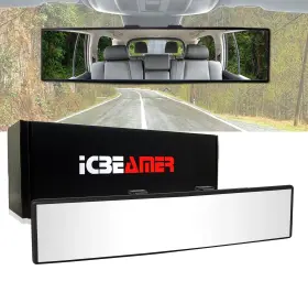 Icbeamer 843555103297 11.8 Inch Car Rearview Mirror Panoramic Wide Angle Hd Clear Tint Glass Interi