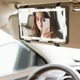 A1909-01302-bk Joytutus Car Sun Visor Vanity Mirror With Lights 3 Light Modes And 60 Leds Rechargeable