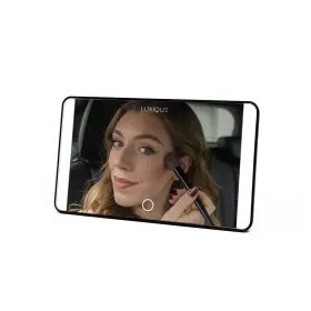 Sm426 Luxique Black Rechargeable Led Sun Visor Mirror 3 Dimmable Light Modes Portable Makeup