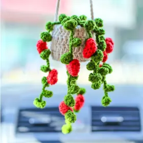 Flower003 Magcity Hanging Car Mirror Decor Crochet Orchid Pendant Plant Gift For Women