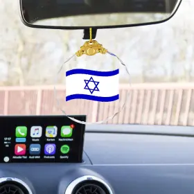 Margo Donatti 741421689992 Crystal Israel Flag Car Mirror Ornament 2.5 Inch Hanging Charm Auto Accessories