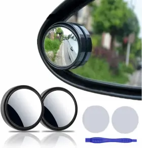 Marlbston 747839023557 2 Pcs Blind Spot Mirrors Inch Round Hd Glass Convex 360 Wide Black