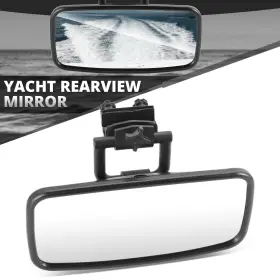 Msh-mpmru017 Marshshore Universal Yacht Black Abs Cover Clamp On White Glass Interior Rear View Mirror