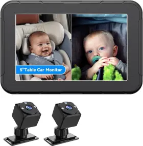 Ou0053 Mhcabsr Dual Baby Car Camera 1080p Dual-channel 5 Inch Display Kids Black