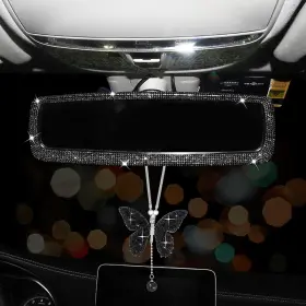 Mlt0238 Mlovesie 2 Packs Bling Car Rear View Mirror With Rhinestone Crystal But
