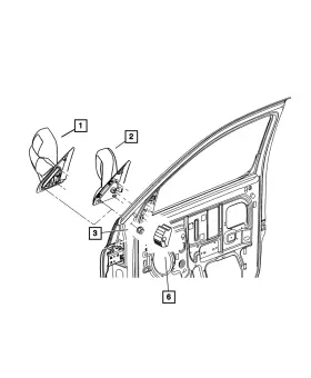 55077492ak Mopar Genuine Outside Rear-view Mirror Right