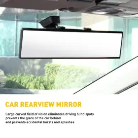 Peakparts 710382788433 300mm Wide Convex Interior Clip On Rear View Clear Mirror Universal Wide-angle
