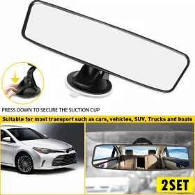 Peakparts 753970903689 2x Universal Car Rear View Suction Cup Mirror Learner Driver Stick On Interior W