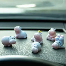 Rislobx 731996646889 Hippo Resin Car Dashboard Decor 6pcs Decorations Cute C