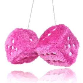 Senkiila 747051530055 Pair 3 Inch Pink With White Dots Mirror Fuzzy Plush Dice And Black Soft Plus
