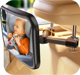 Bbj-02 Tazeni Baby Car Mirror For Hook Clip Design Never Shake Black