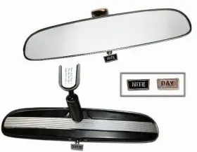 1601b Toms Offroad Rear View Mirror Black With Silver Day/night 1966-77 Classic Bronco And Ford Trucks