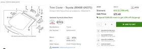 864670a010 Toyota Corolla Cross 23-24 Front Interior Rear View Mirror Covers And Bracket