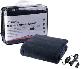 Trimate 712179885394 Electric Car Heating Blanket Plush 3 Heat Settings Auto X Large Charcoal