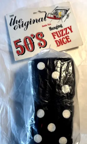 C5038k United Pacific Original Jumbo Black Fuzzy Dice 50s Rearview Mirror Hot Rods Rat Classic