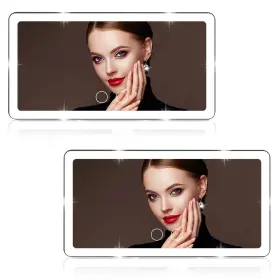 Vm08-2 Vanmirr 2pcs Big Led Car Vanity Mirror With 3 Light Modes And 80 Leds Rechargeable &