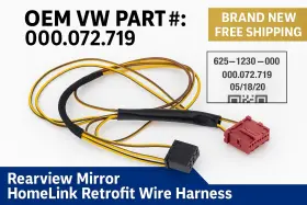 000.072.719 Volkswagen New Oem Homelink Wire Harness Rearview Mirror Retrofit