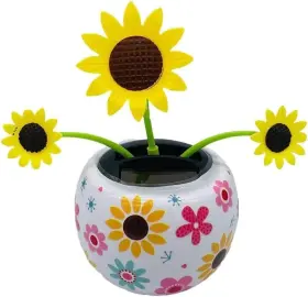 Wentoenapp 702999270180 Yellow Sunflower Car Dashboard Decorations Paste Shaking Head Mirror Dash