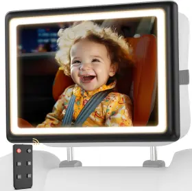 Cz-01 Wkzay Baby Car Mirror With Light - Remote Control 360 Adjustable Small Black