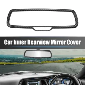 X Autohaux 746453064823 Car Interior Rearview Mirror Cover Abs Black Carbon Fiber Patern For Dodge