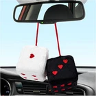 2 Pcs Fuzzy Plush Dice For Car Rearview Mirror, 3'' Retro Square Heart-shape New. Price: $12.50.